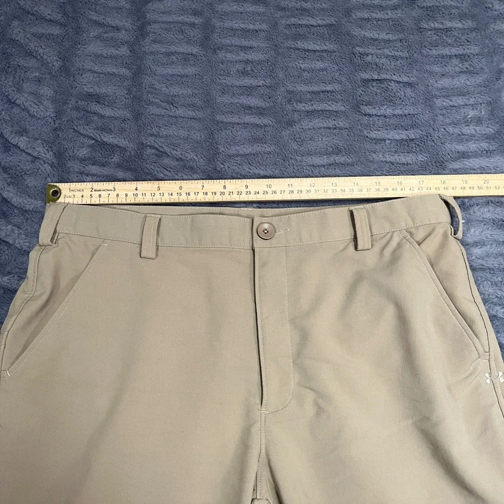 Under Armour Mens Golf Pants‎ Khaki Tan Straight Leg Performance 36/30 HeatGear